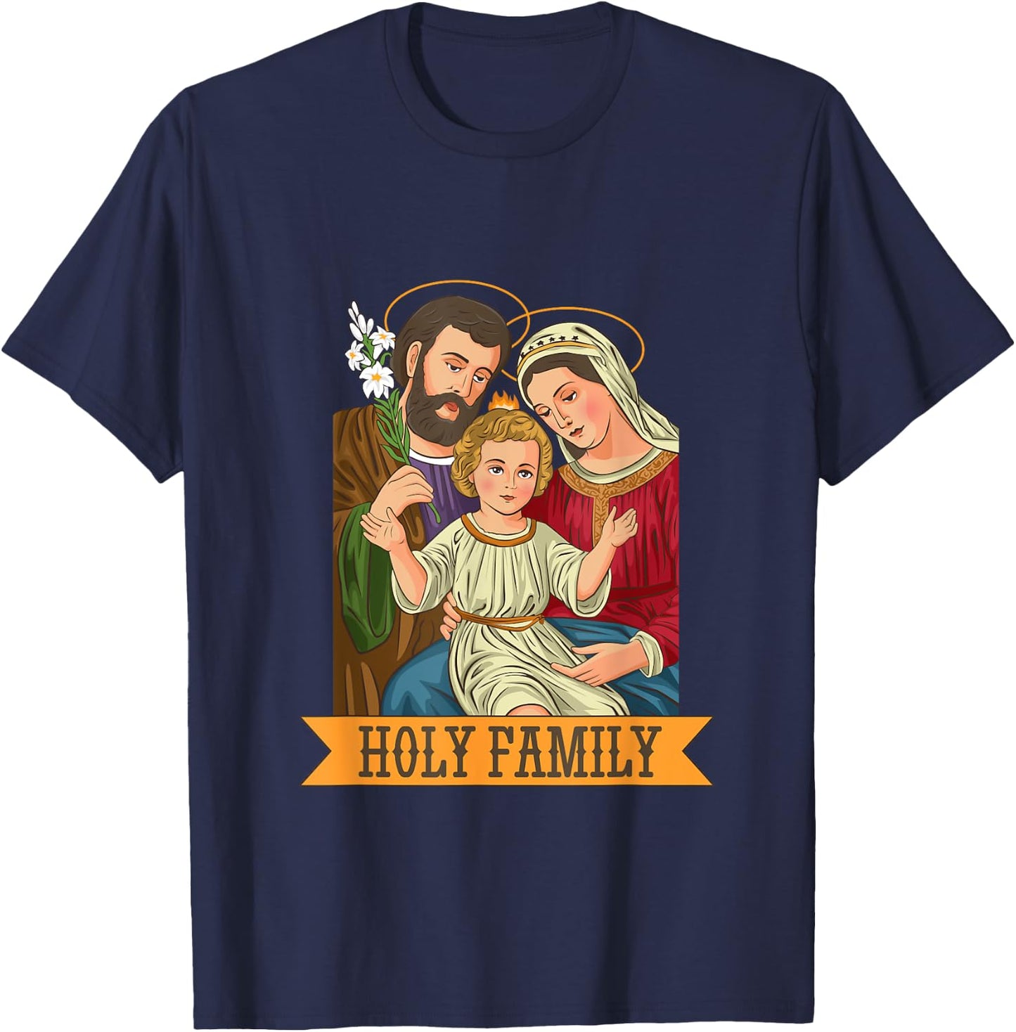 Jesus, Virgin Mary and St Joseph T-Shirt - T-Shirt | Navy