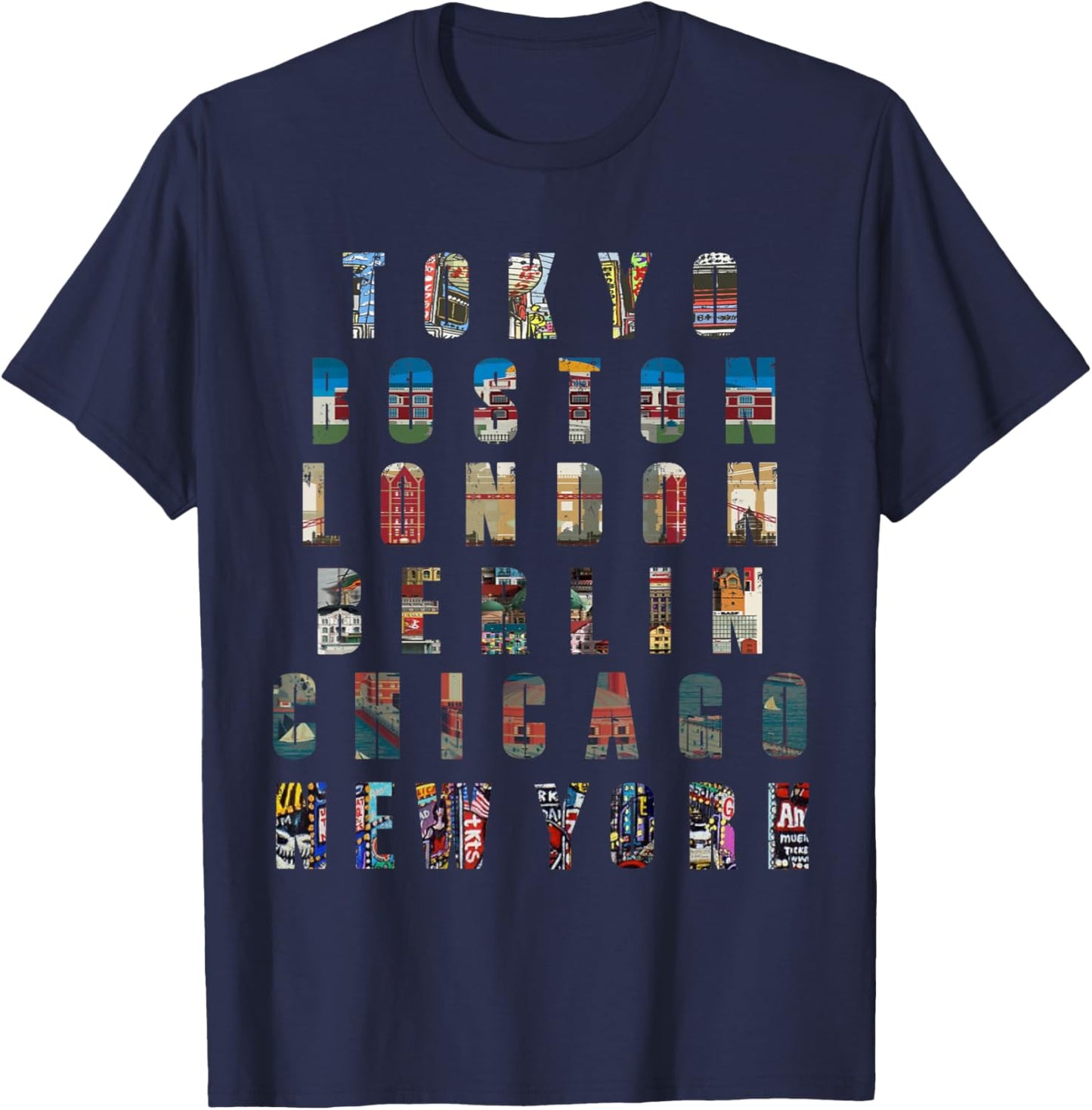 6 Stars World Marathon Running runners iconic city T-Shirt - T-Shirt | Navy