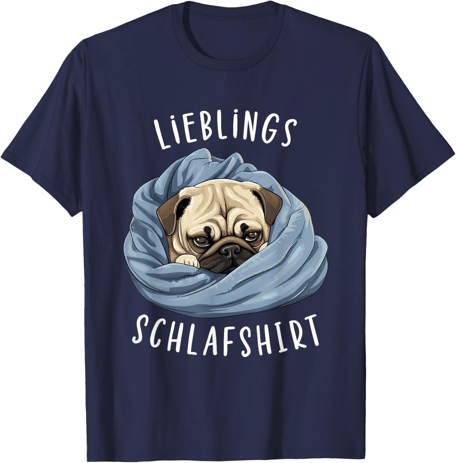 Hund Offizielles Lieblings Schlafshirt Mops T-Shirt - T-Shirt | Navy