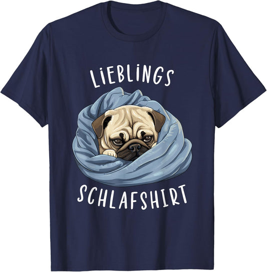 Hund Offizielles Lieblings Schlafshirt Mops T-Shirt - T-Shirt | Navy