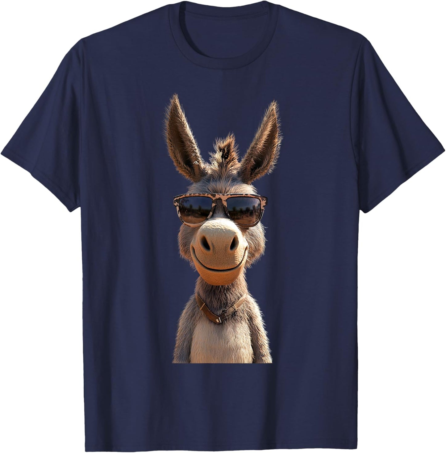 Donkey with Sunglasses Donkey Riding Cute Donkey T-Shirt - T-Shirt | Navy