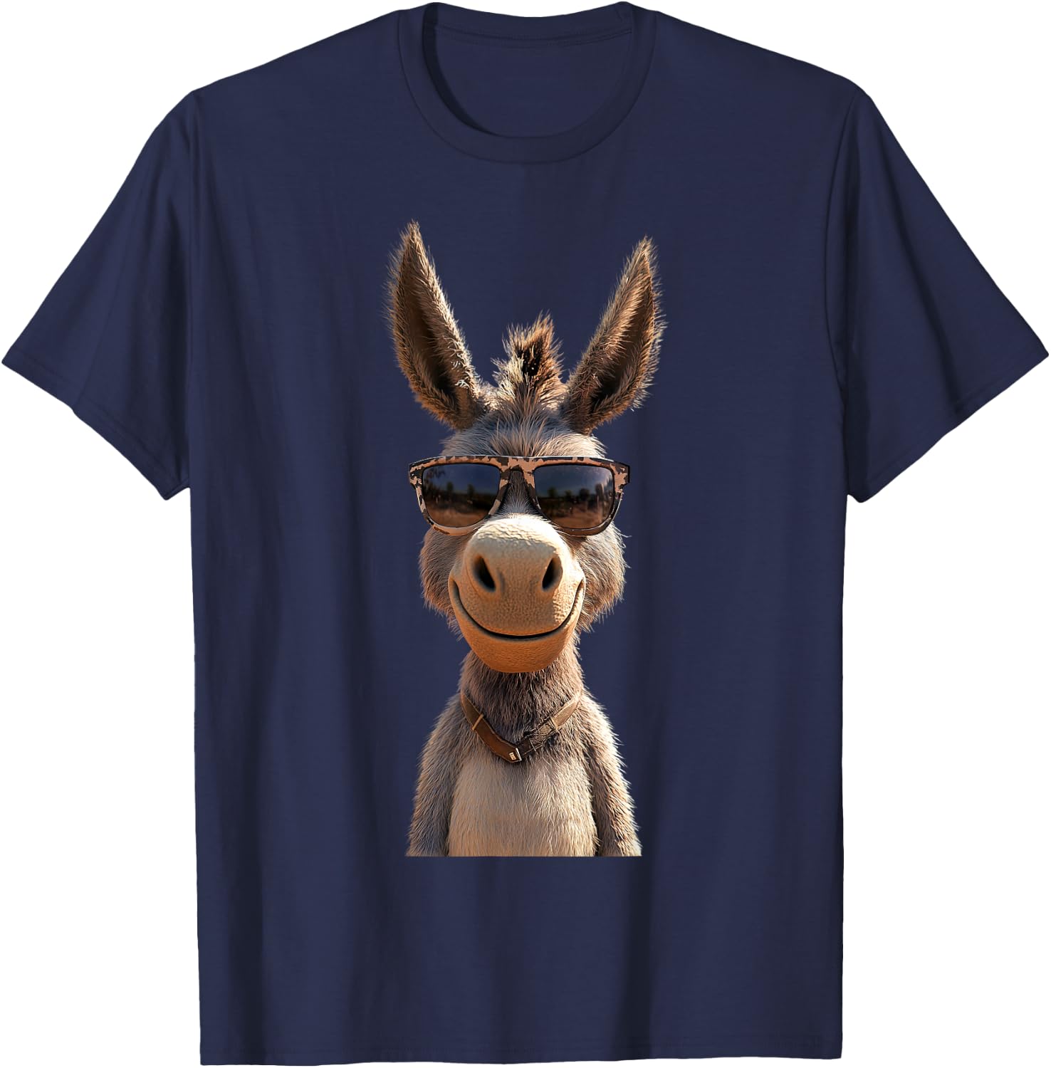 Donkey with Sunglasses Donkey Riding Cute Donkey T-Shirt - T-Shirt | Navy