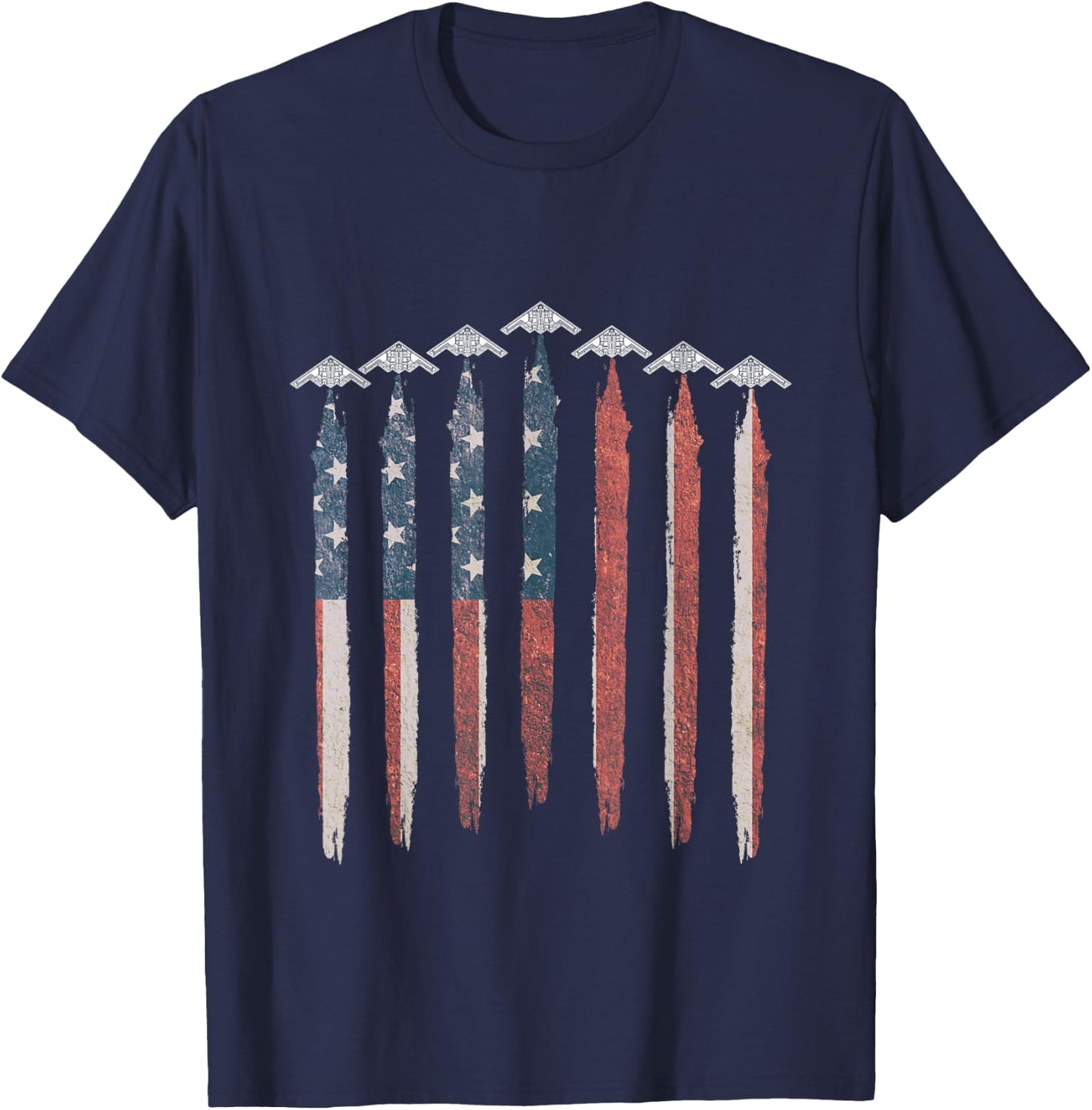 B2 Stealth Bomber Airplane USA Flag B2 4th of July T-Shirt - T-Shirt | Navy
