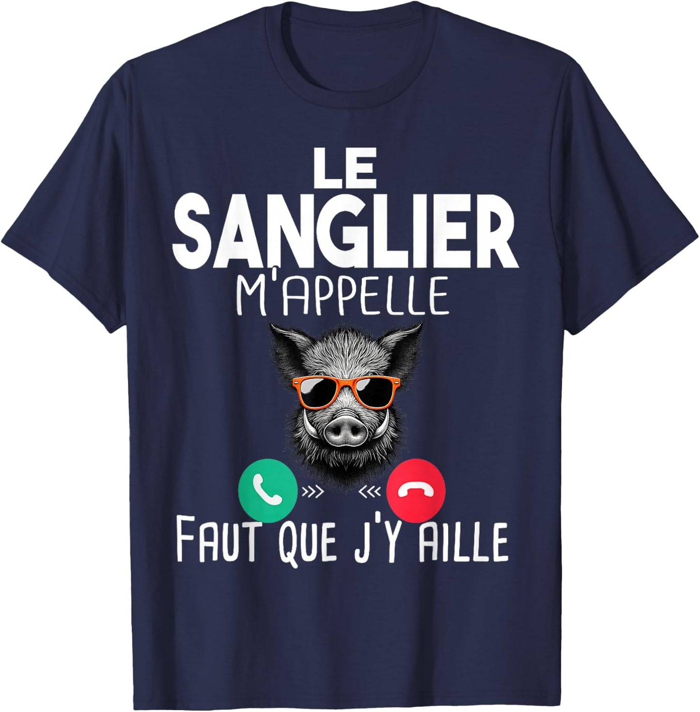 Boar Hunter Hunting Man Gift Humour Rifle Call T-Shirt - T-Shirt | Navy