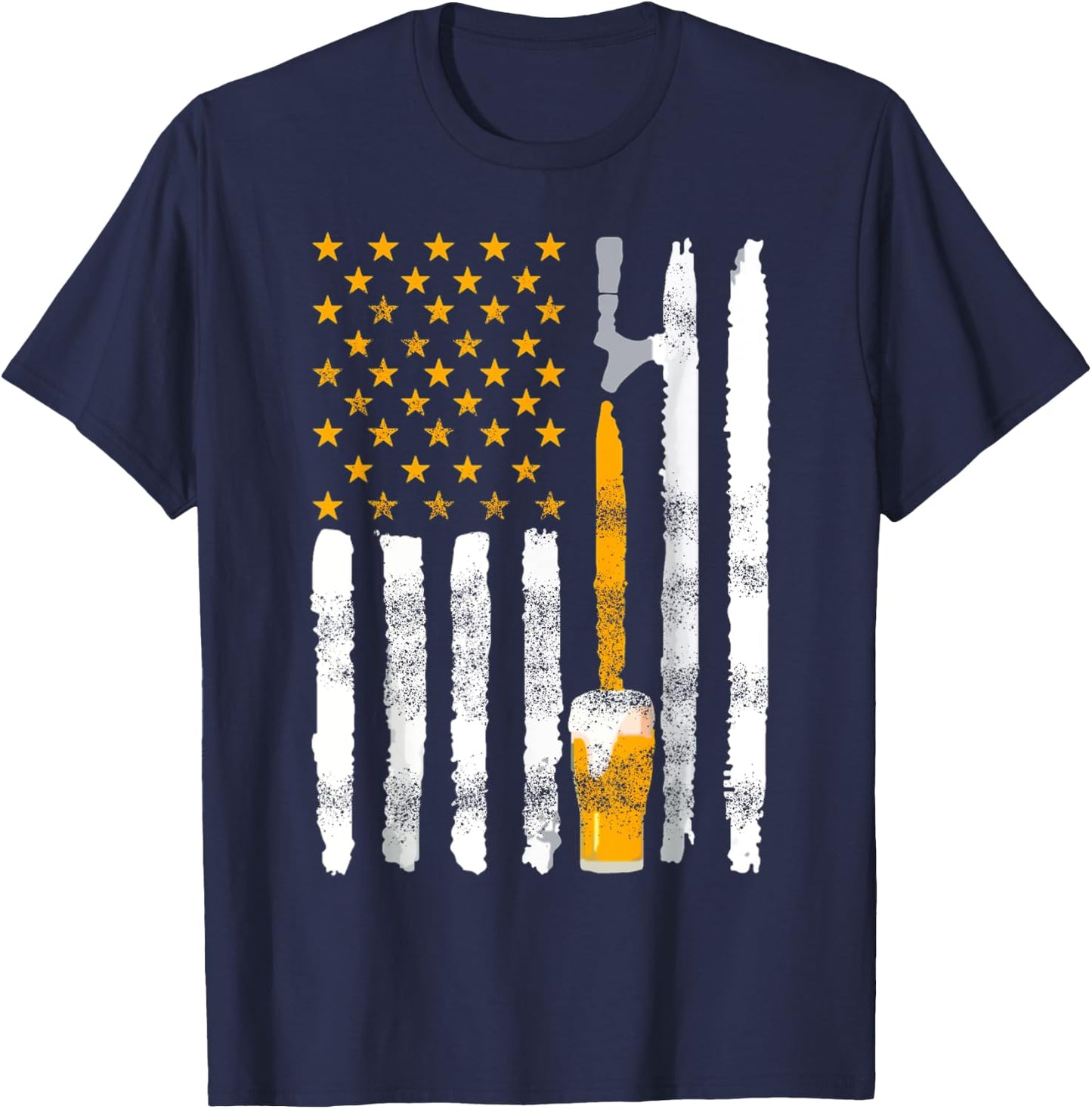 American Beer on Tap Flag T Shirt T-Shirt - T-Shirt | Navy