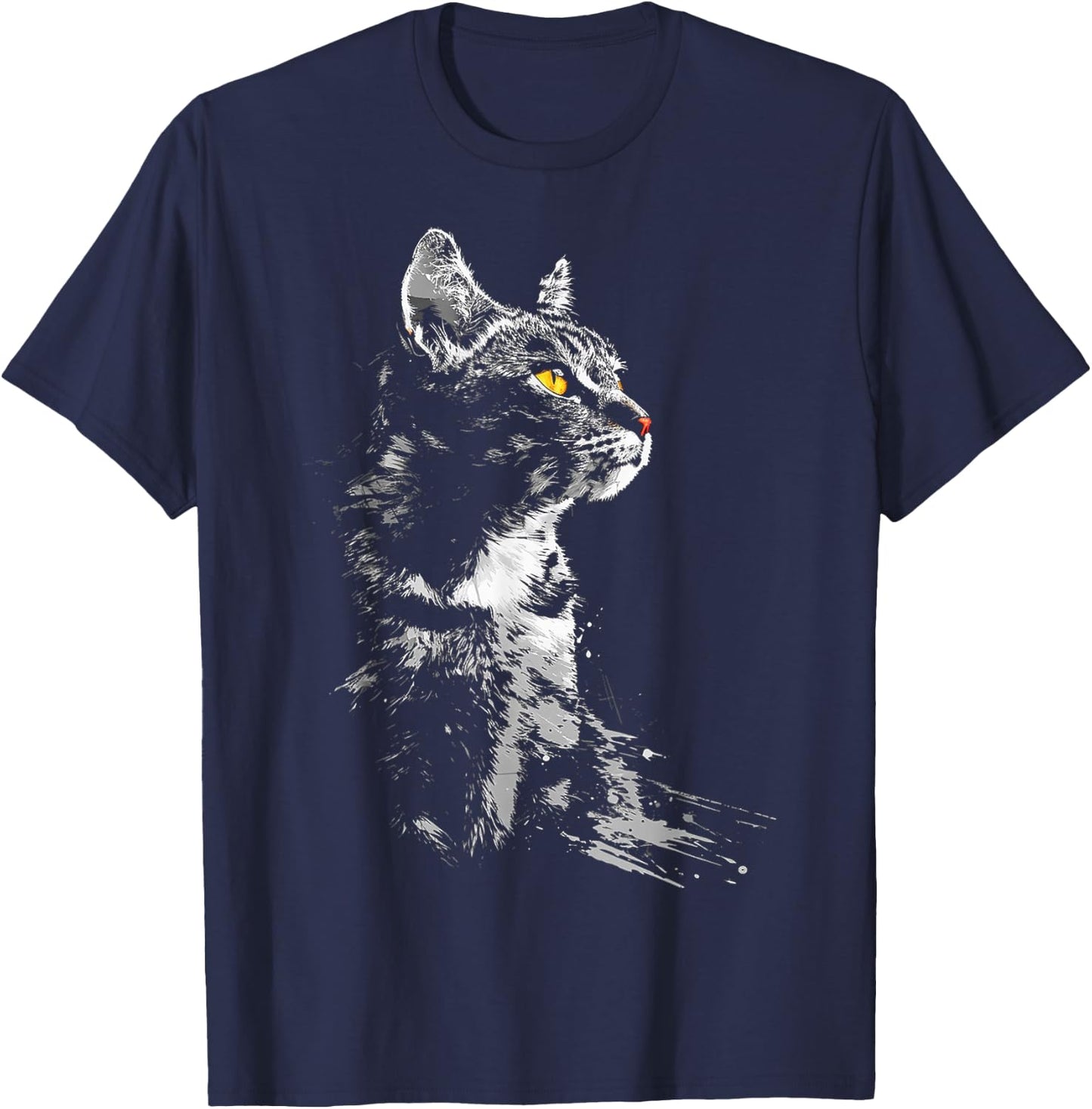 C@tLav Katzen-Grafik , , Schwarz, S, Kurzarm, Klassisch, Katzenmotiv, Katzenliebhaber, alle Altersgruppen T-Shirt - T-Shirt | Navy