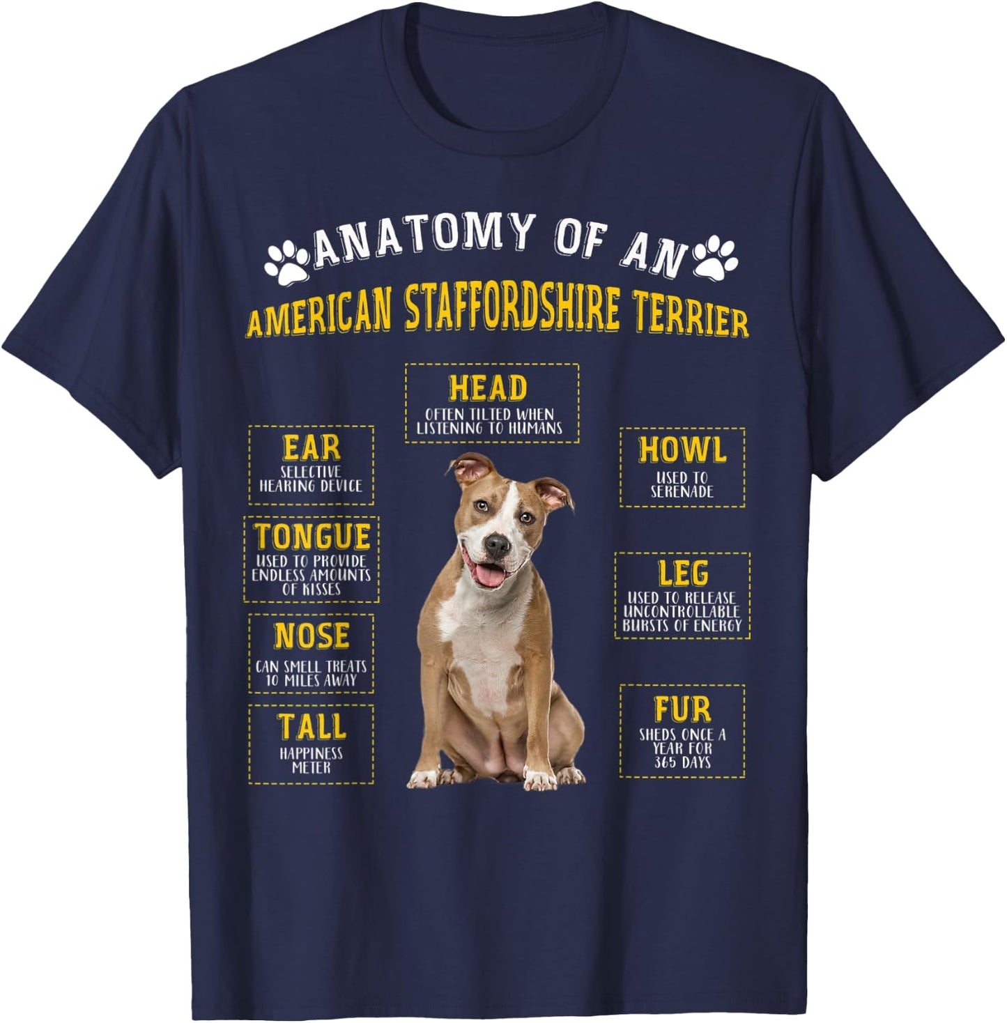 Lustige Anatomie AmStaff Geschenke für Frauen und Männer T-Shirt - T-Shirt | Navy