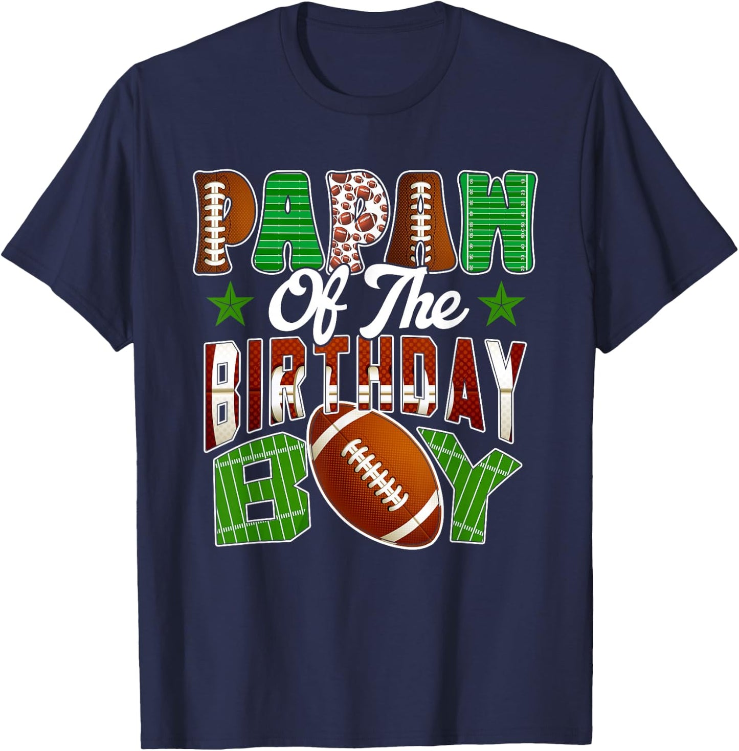 Papaw of The Birthday Boy Football Party Family Matching T-Shirt - T-Shirt | Navy
