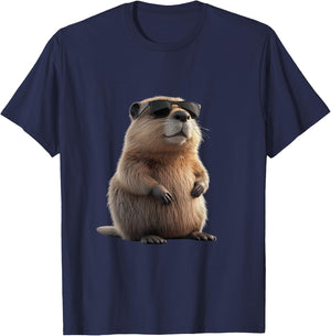 Cool Flannelette with Sunglasses - Funny Design , black T-Shirt - T-Shirt | Navy