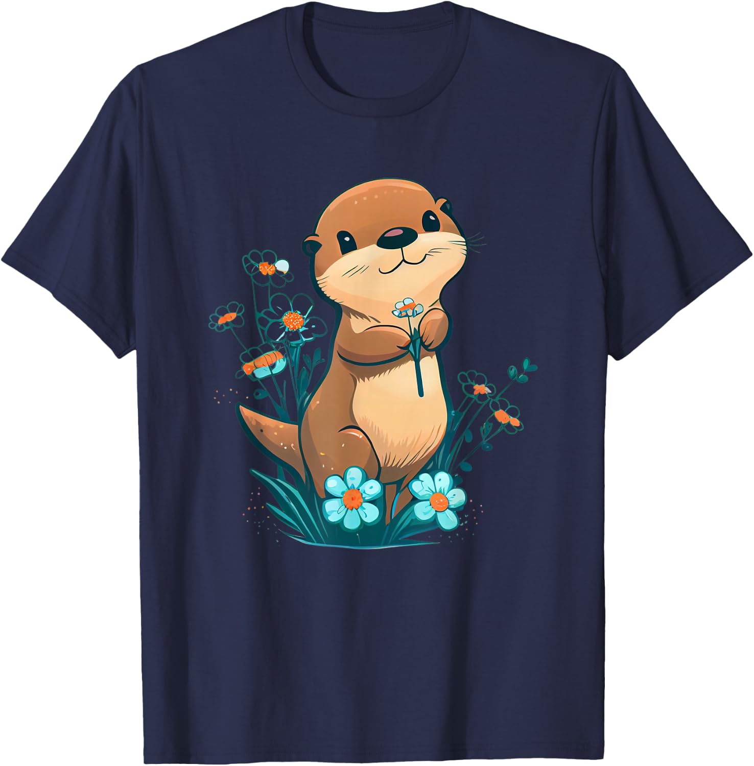 Baby Otter Blumen – Otter T-Shirt - T-Shirt | Navy