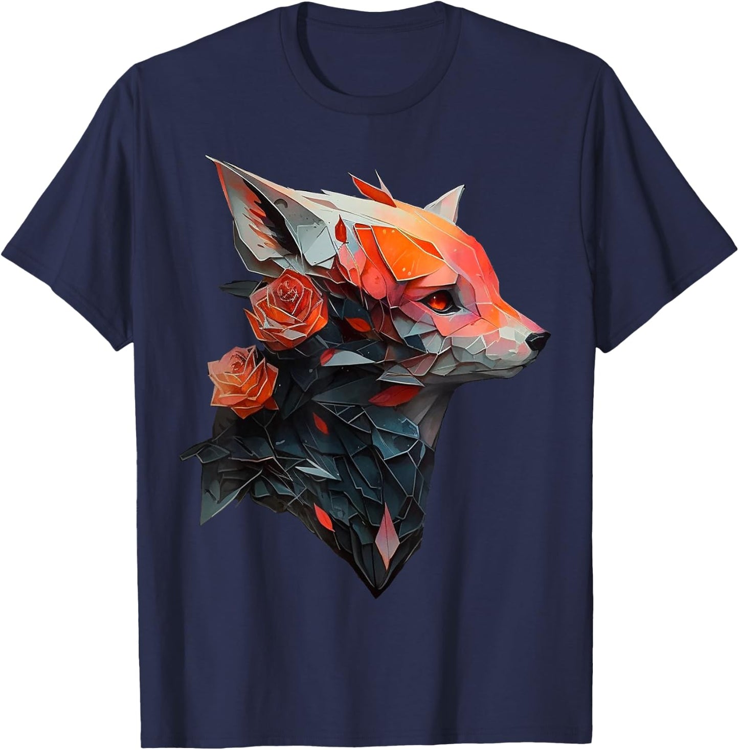 @n!mal Fox Art Tierliebhaber Motiv Tiere , Kind, , Kurzarm, , Schwarz, S T-Shirt - T-Shirt | Navy