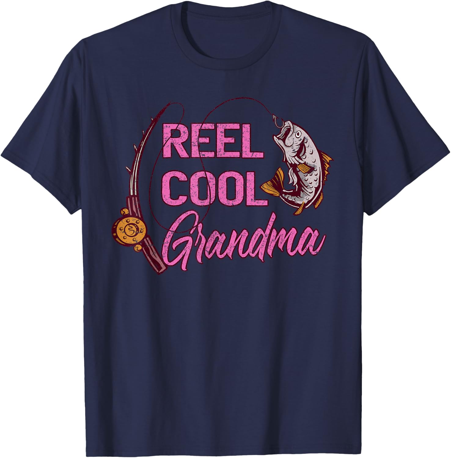 Reel Cool Grandma Woman Anglers Fishing T-Shirt - T-Shirt | Navy
