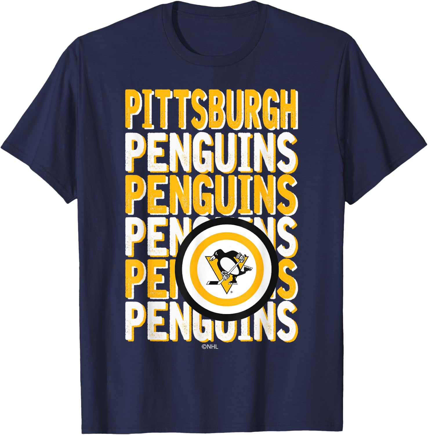 Pittsburgh Penguins Repeat Dark Heather Officially Licensed T-Shirt - T-Shirt | Navy