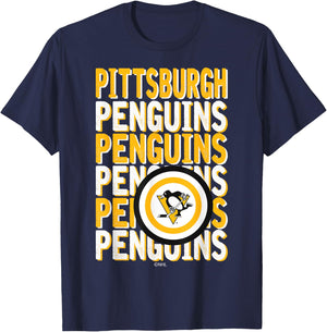 Pittsburgh Penguins Repeat Dark Heather Officially Licensed T-Shirt - T-Shirt | Navy