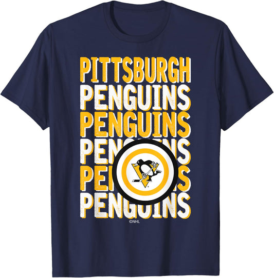 Pittsburgh Penguins Repeat Dark Heather Officially Licensed T-Shirt - T-Shirt | Navy