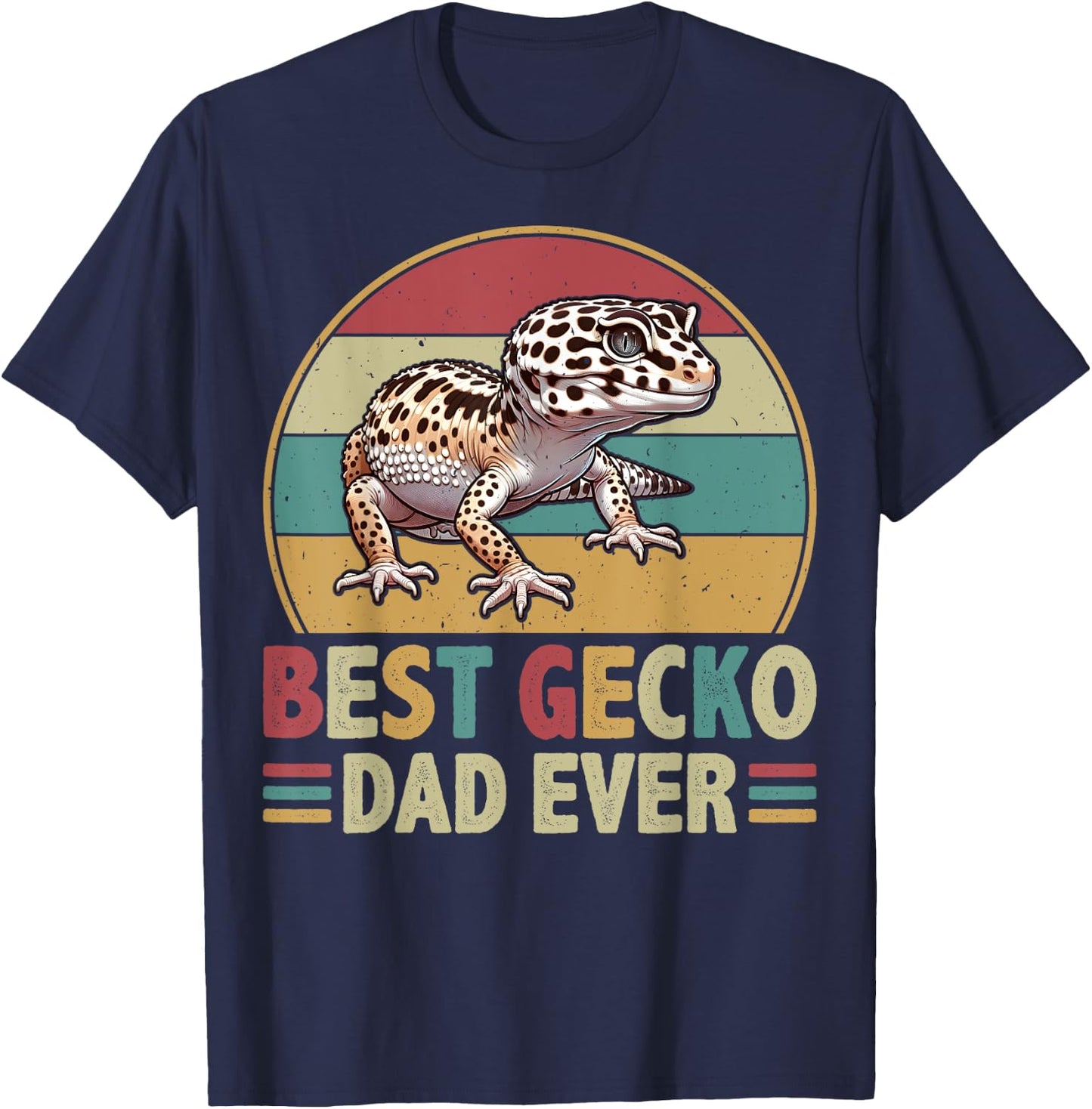 Best Gecko Dad Ever - Retro Leopard Gecko Lover Father's Day T-Shirt - T-Shirt | Navy