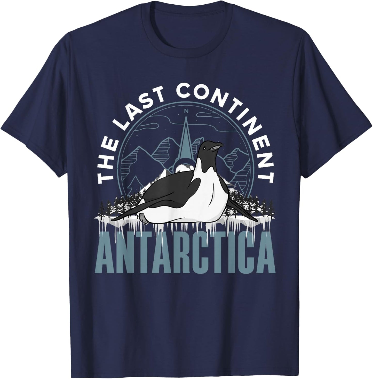 Antarctica Wildlife and South Pole Expedition -Adults Black Cotton Blend Small Classic Fit Short Sleeve T-Shirt - T-Shirt | Navy