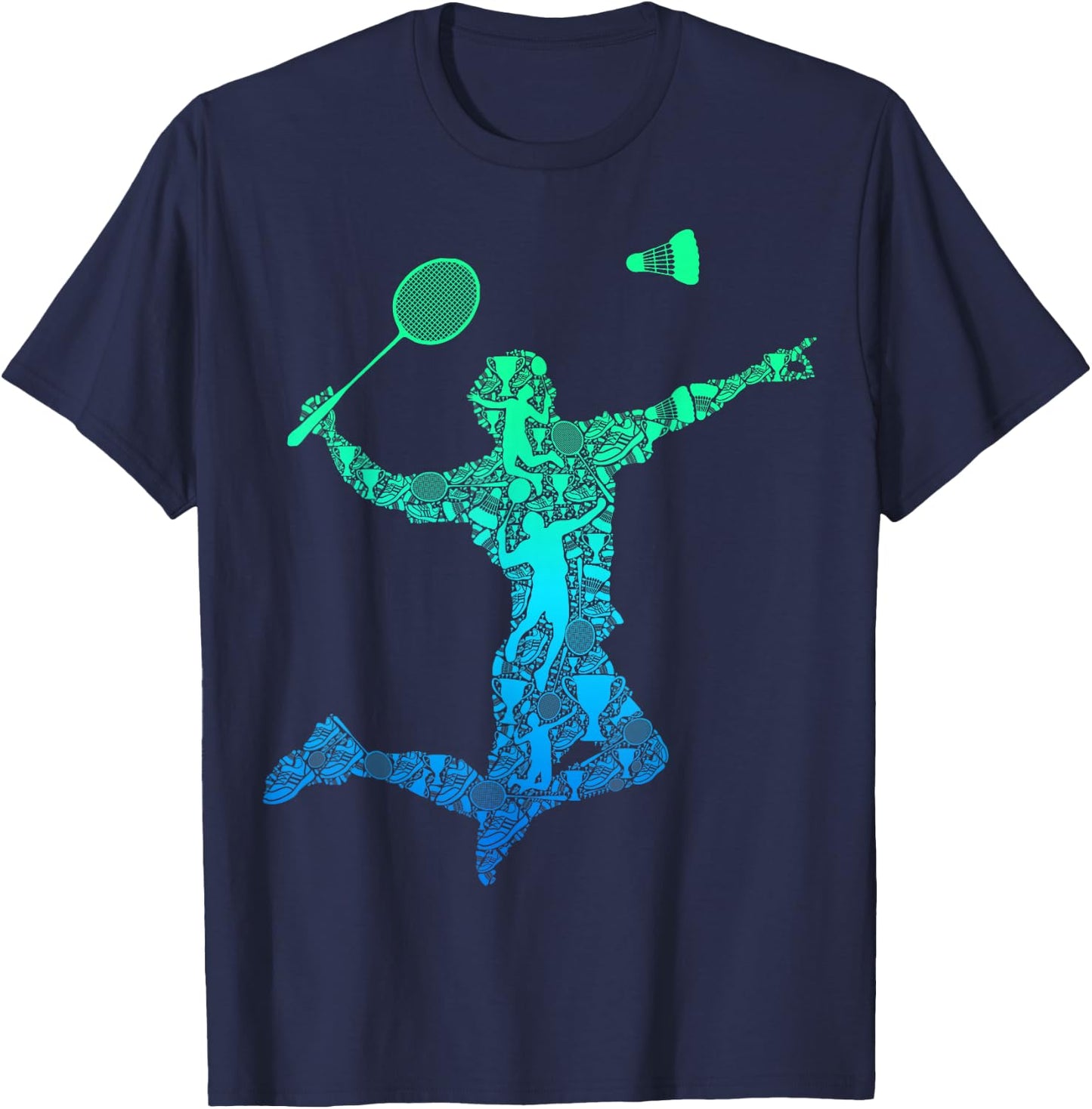 Badminton Shuttlecock Badminton Player Boys Children Men's , black T-Shirt - T-Shirt | Navy