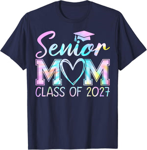 Senior Mom Class of 2027 Proud Mom Mother of A 2027 Graduate T-Shirt - T-Shirt | Navy