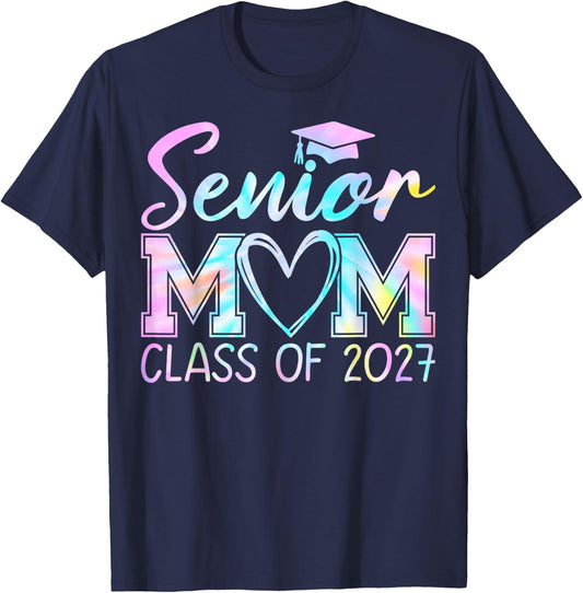 Senior Mom Class of 2027 Proud Mom Mother of A 2027 Graduate T-Shirt - T-Shirt | Navy
