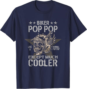 Biker Grandpa - Motorbike Pop Pop Biker Pop Pop T-Shirt - T-Shirt | Navy