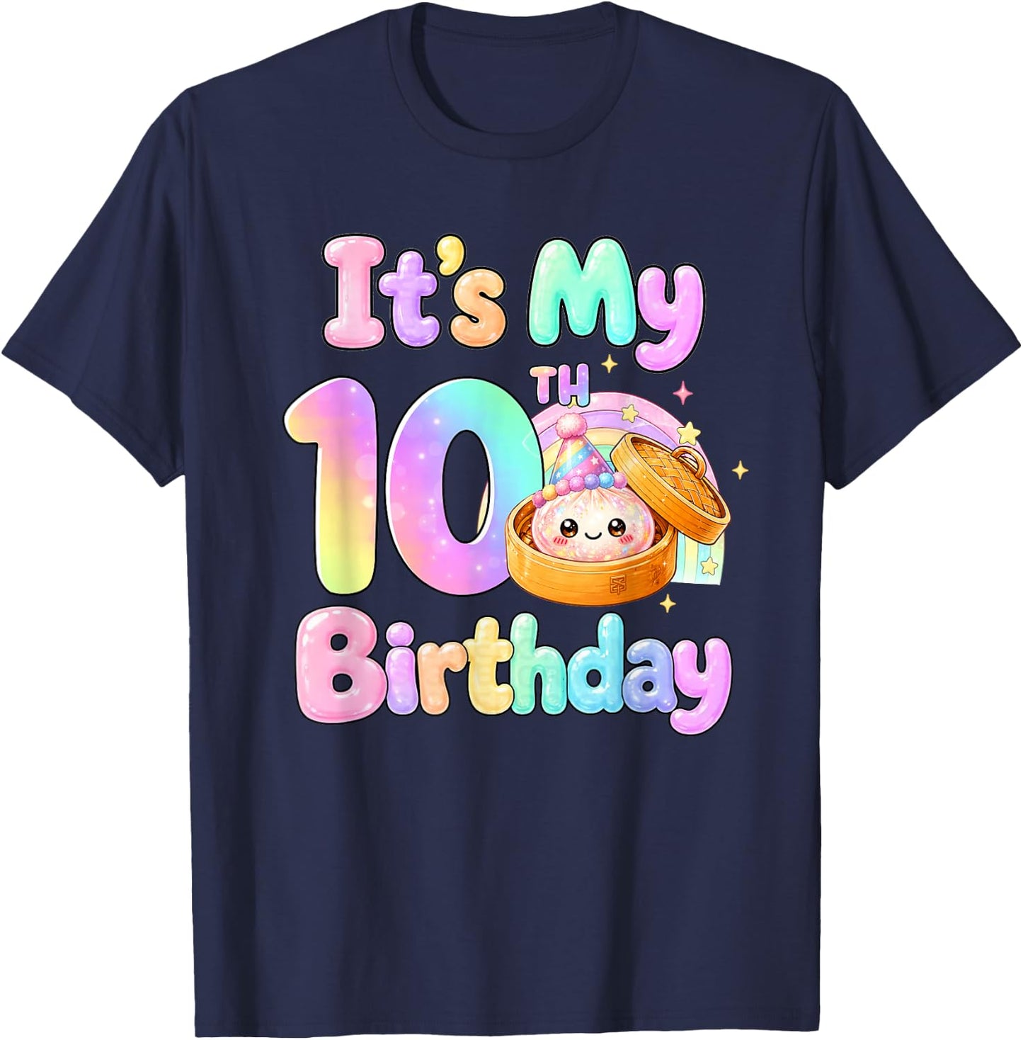 It's My 10th Birthday Kawaii Dumpling Anime Birthday Party T-Shirt - T-Shirt | Navy