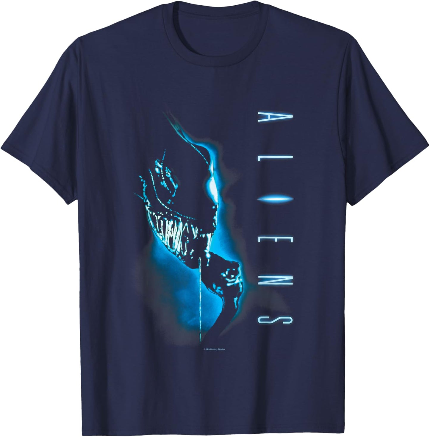 Aliens Iconic Xenomorph Silhouette Neon Big Chest Poster T-Shirt - T-Shirt | Navy