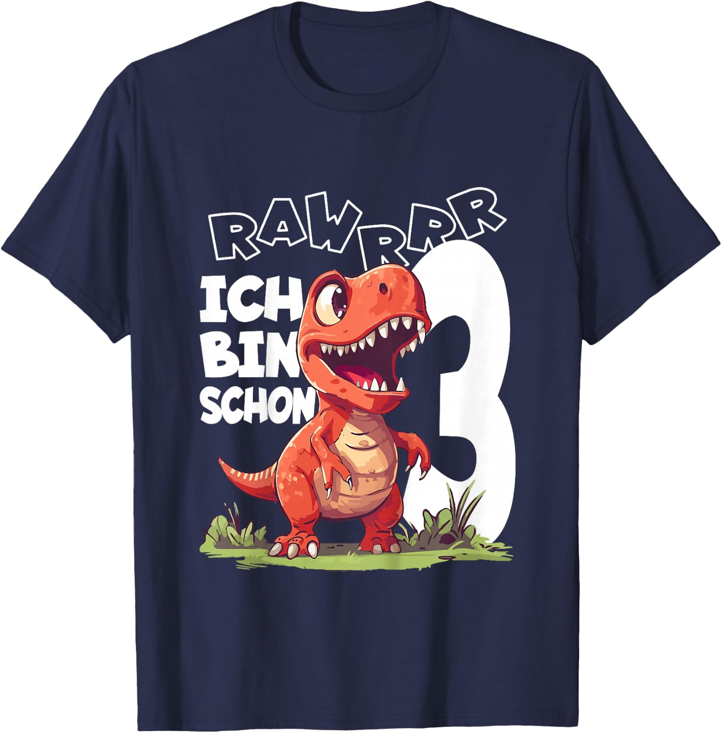 Kinder Ich bin schon 3 Jahre alt, T-Rex 3. Geburtstag Dino T-Shirt - T-Shirt | Navy