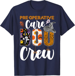 Pre-Operative Care Boo Crew Halloween Matching Surgical T-Shirt - T-Shirt | Navy
