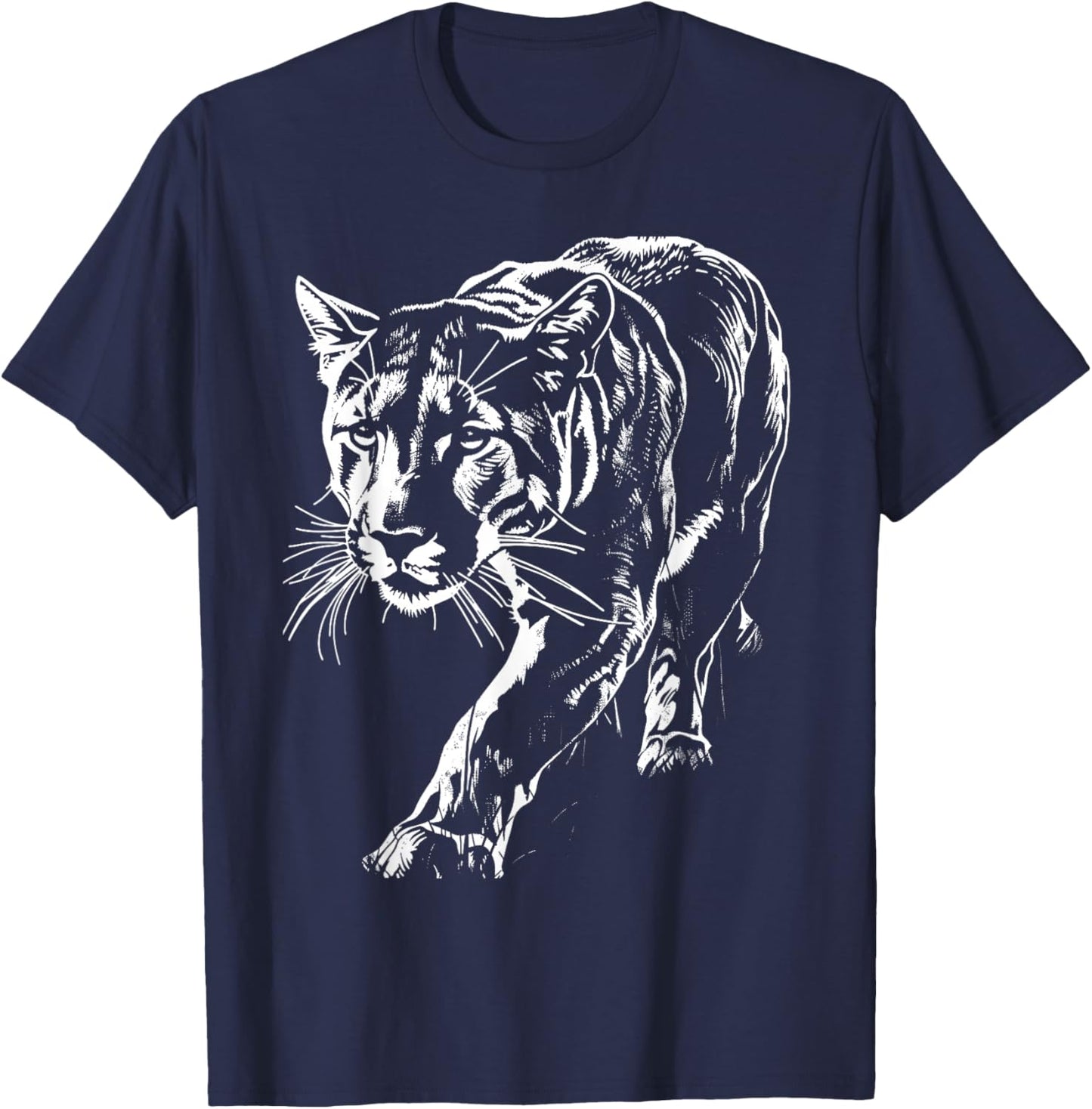Cougar Face Cougars Mountain Lion Big Cat Animal Vintage T-Shirt - T-Shirt | Navy
