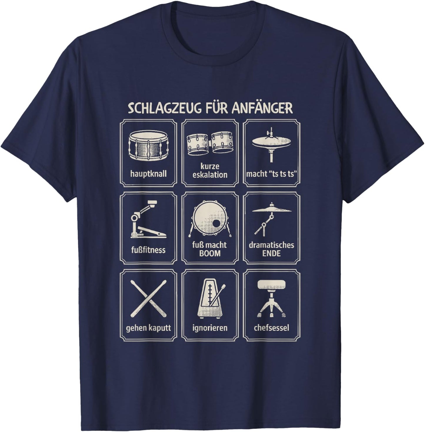Schlagzeug für anfänger T-Shirt - T-Shirt | Navy