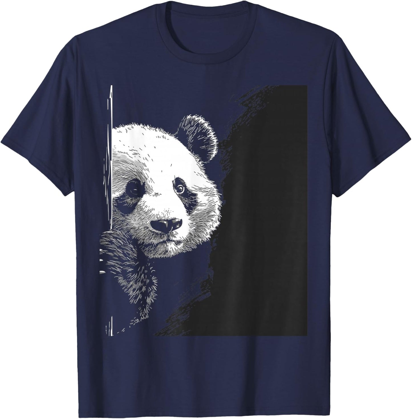 Panda Drawing Animal Motif Art Panda T-Shirt - T-Shirt | Navy