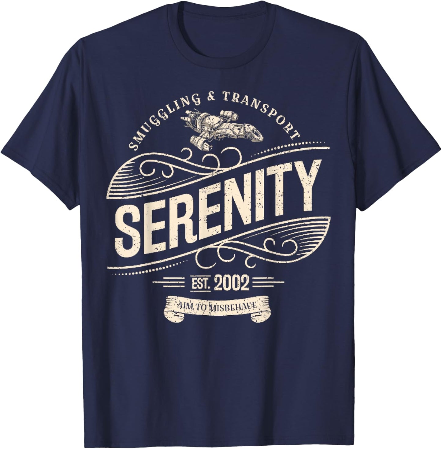 Vintage Serenity Smuggling and Transport Firefly T-Shirt - T-Shirt | Navy