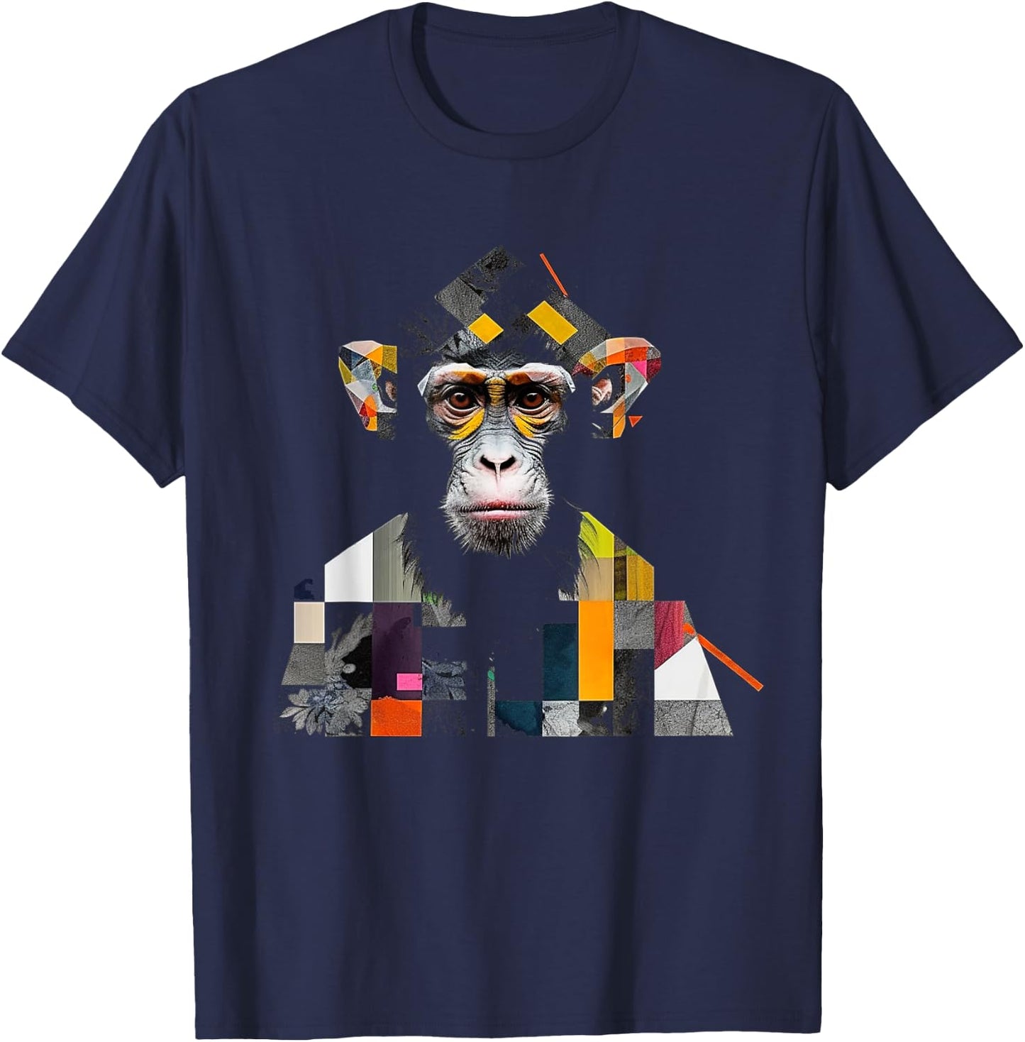 Monkey art colourful artwork zoo animal motif monkey T-Shirt - T-Shirt | Navy