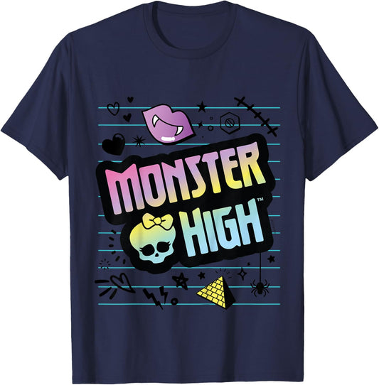 Children's Monster High - MH Skulltastic Logo , White T-Shirt - T-Shirt | Navy