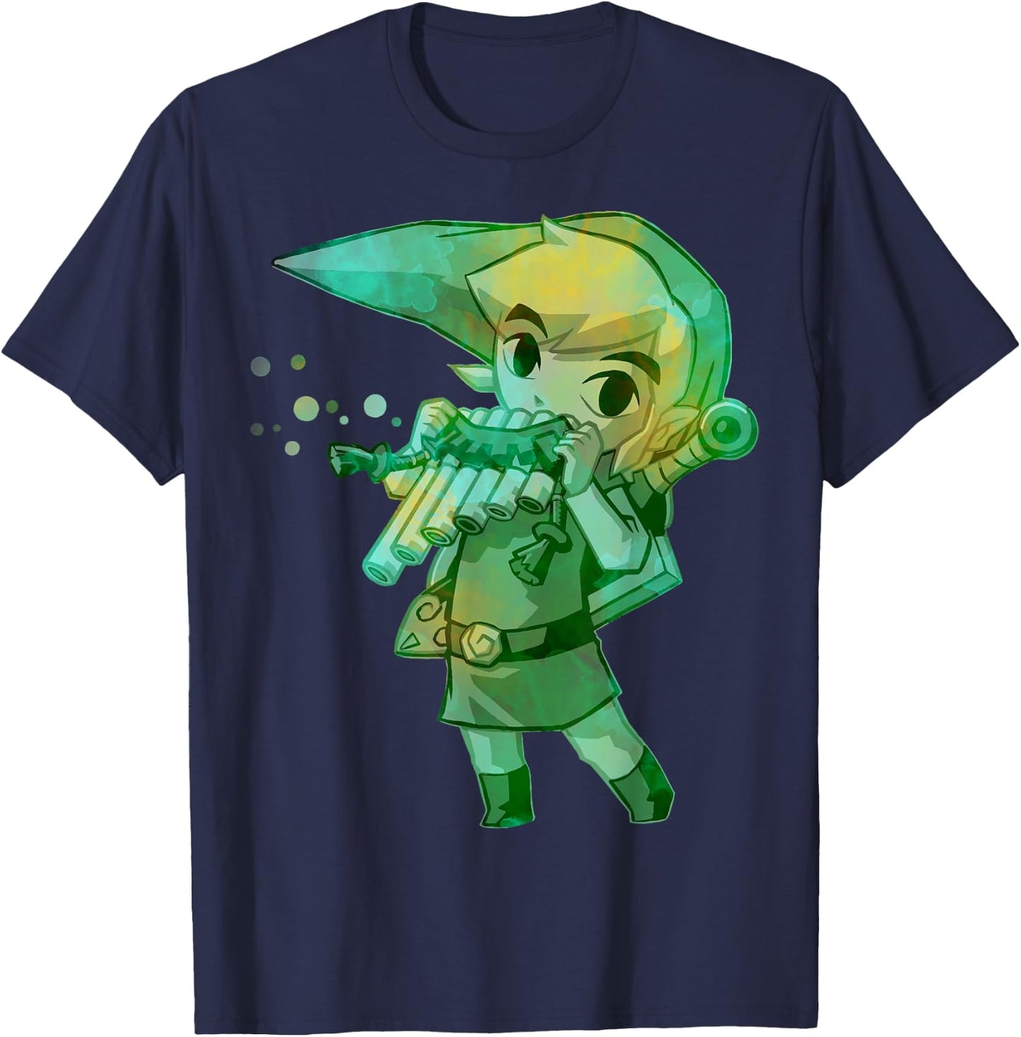 Nintendo Legend of Zelda Link Playing Music Portrait T-Shirt - T-Shirt | Navy