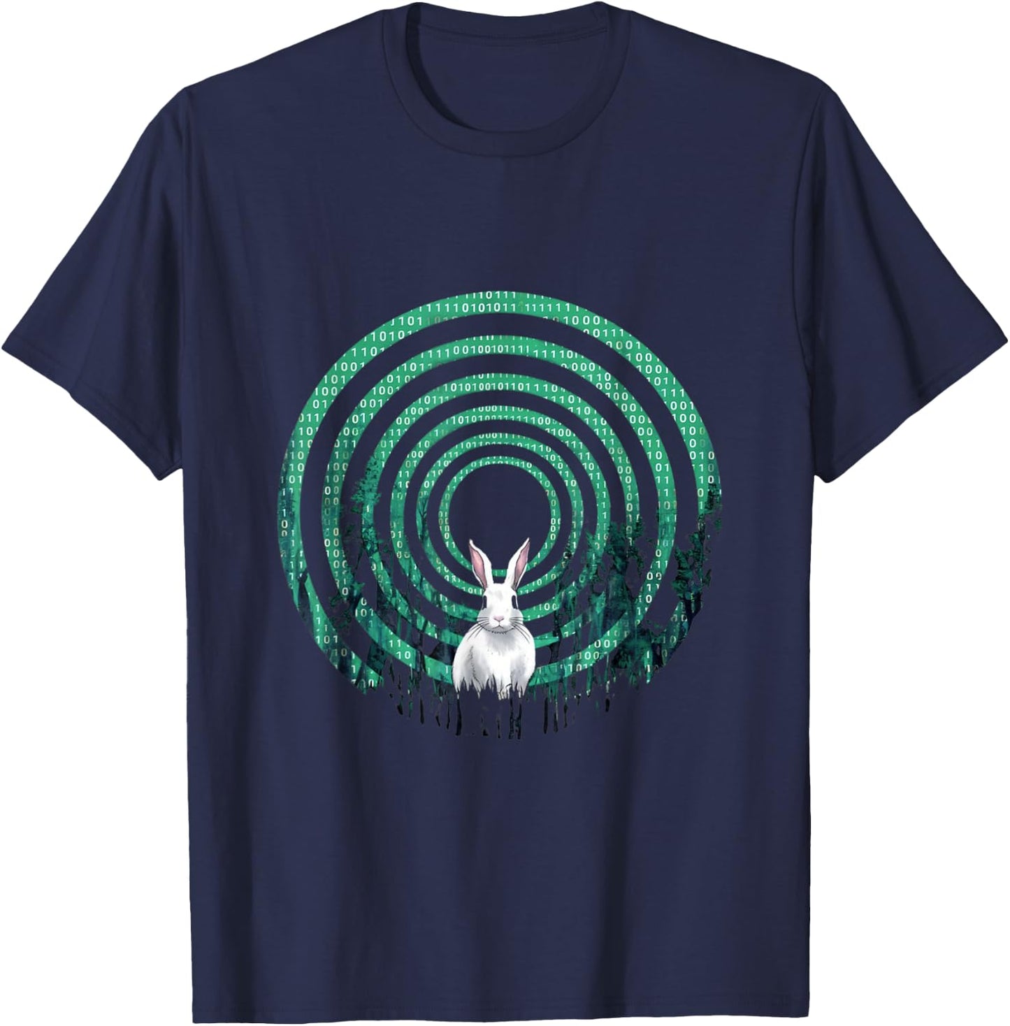 Conspiracy Theories Green Vortex Hole With Rabbit T-Shirt - T-Shirt | Navy