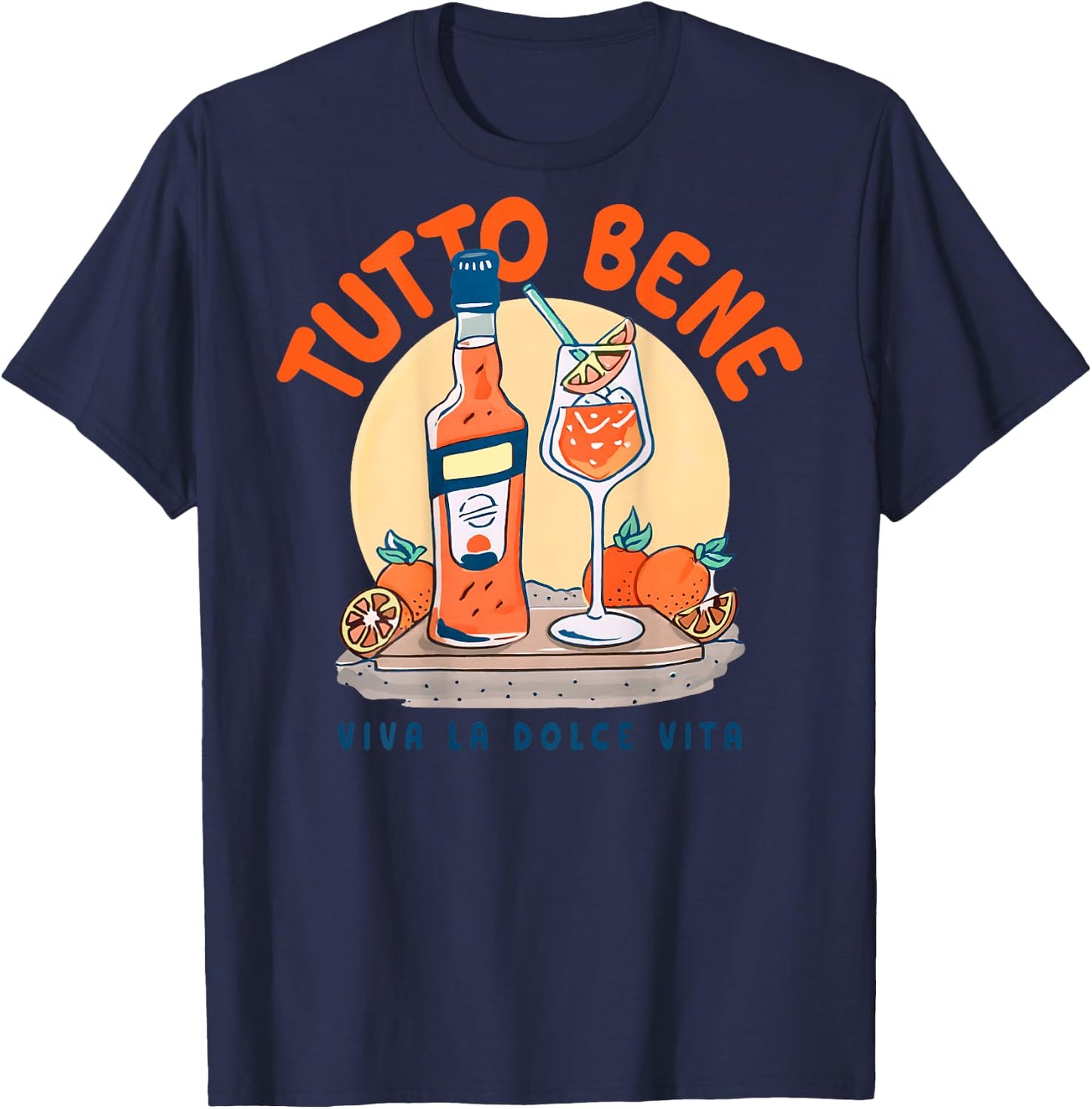 TUTTO BENE X VIVA LA DOLCE VITA APEROIL SPRITZ CLUB BACK , White T-Shirt - T-Shirt | Navy