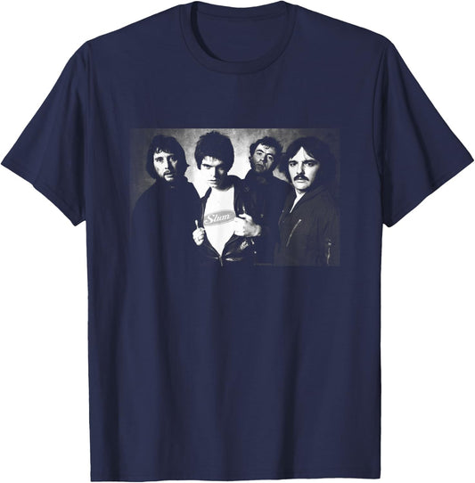 The Stranglers Band Portrait 1977 by Allan Ballard , Black, S T-Shirt - T-Shirt | Navy