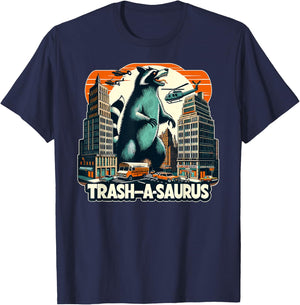 Waschbär, Trash-a-saurus, lustiger Vintage-Waschbär T-Shirt - T-Shirt | Navy