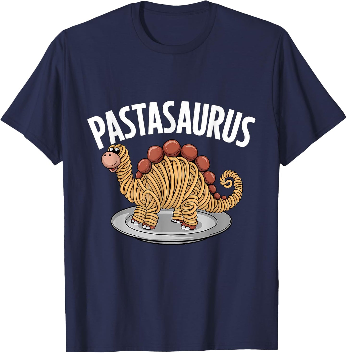 Spaghetti Pasta Dinosaur T-Rex Italian Food T-Shirt - T-Shirt | Navy