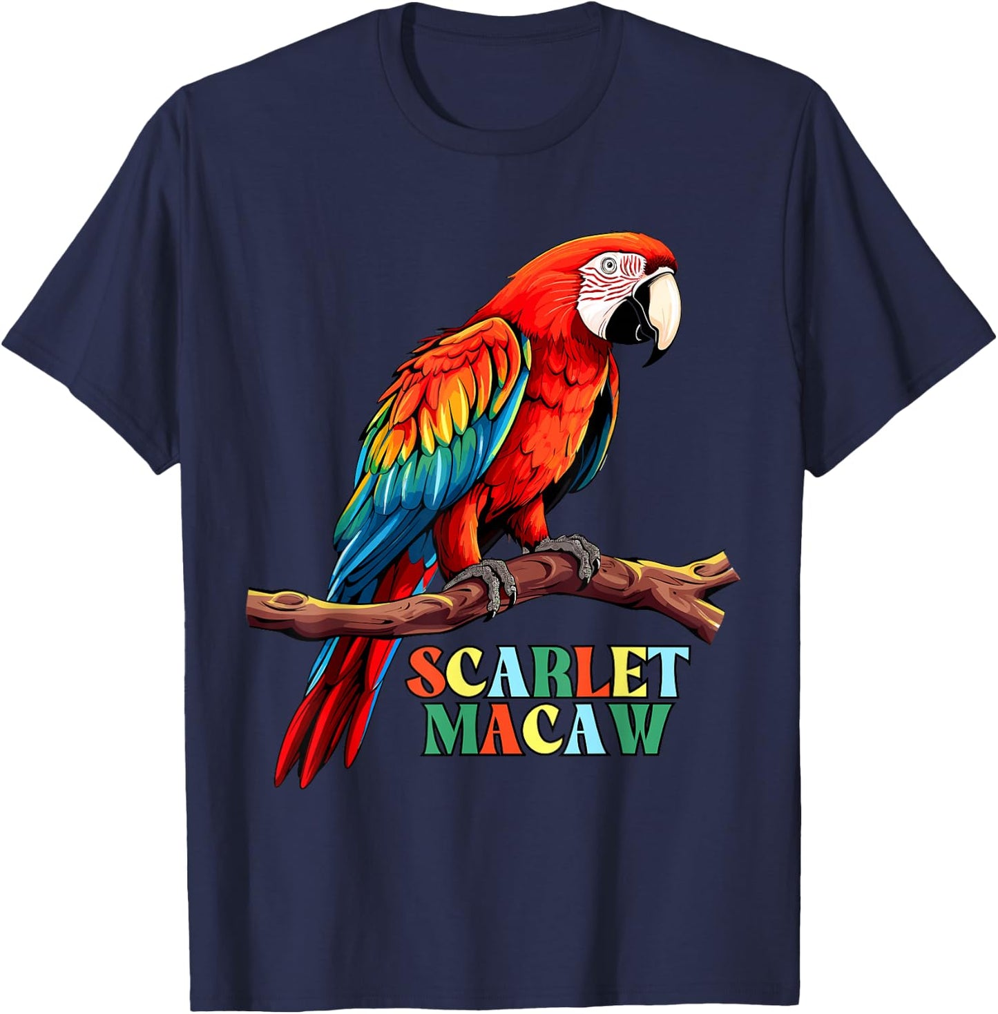 Macaw Parrot, Scarlet Macaw T-Shirt - T-Shirt | Navy