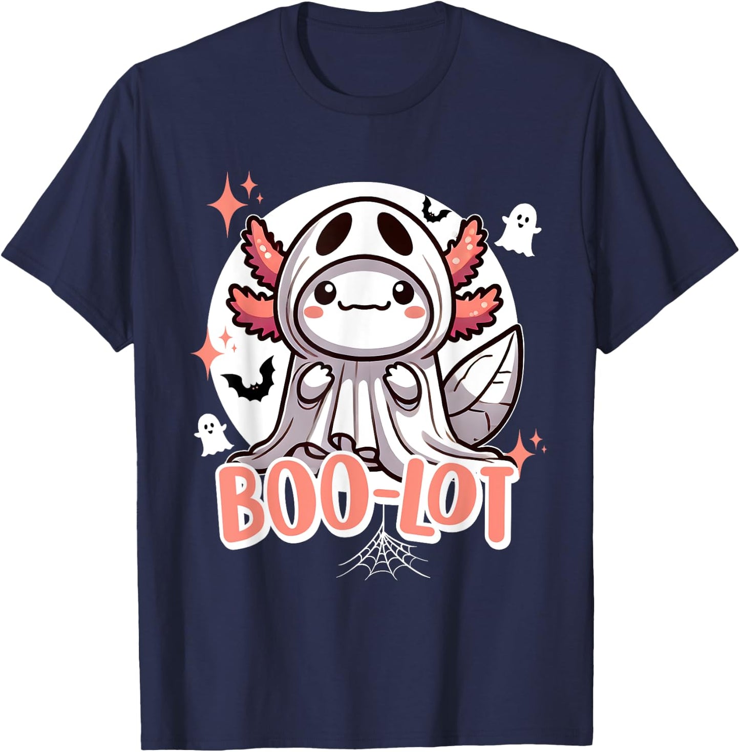 Boo-Lot Adorable Axolotl Halloween Ghost T-Shirt - T-Shirt | Navy