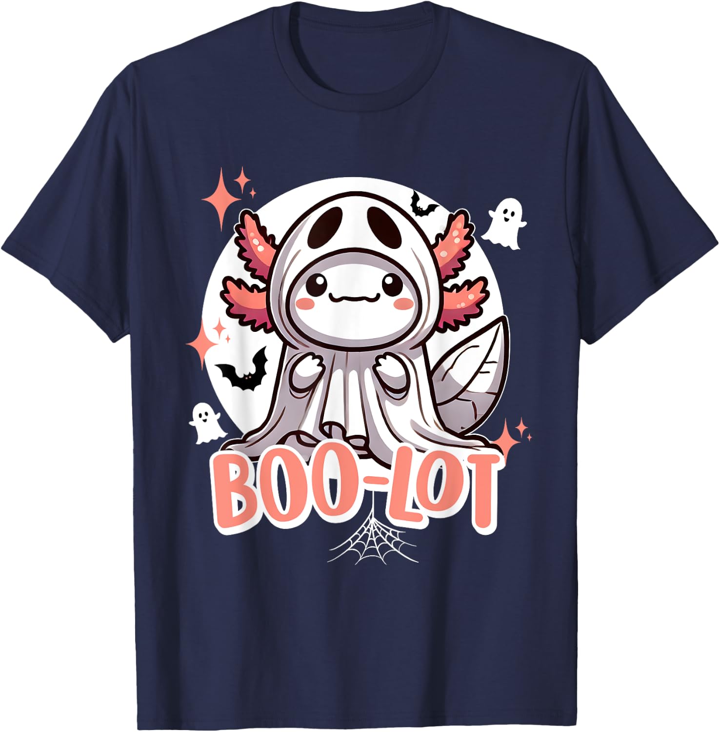 Boo-Lot Adorable Axolotl Halloween Ghost T-Shirt - T-Shirt | Navy