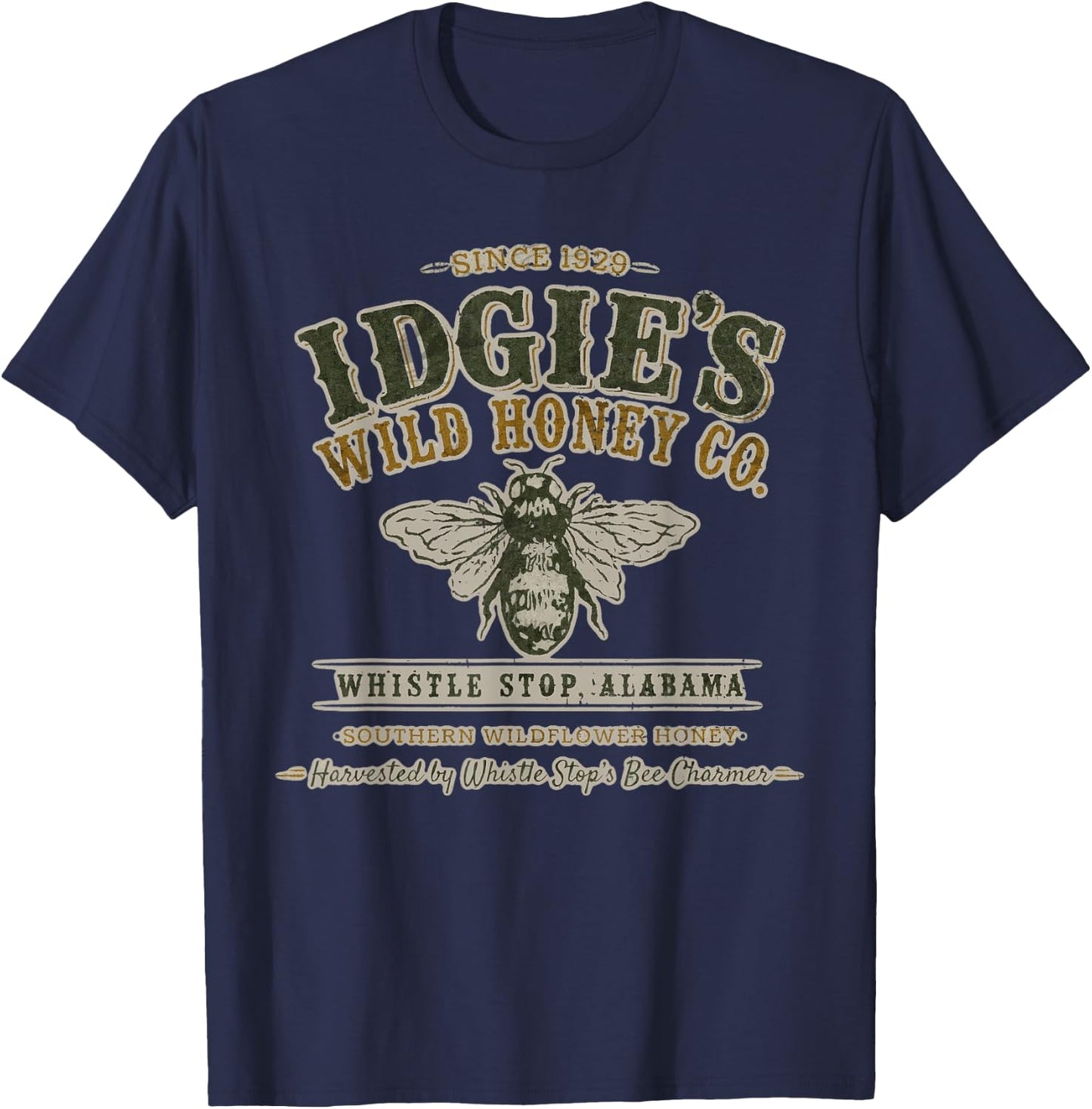 Idgies Wild Honey Co Whistle Stop Alabama Bee Charmer Retro T-Shirt - T-Shirt | Navy
