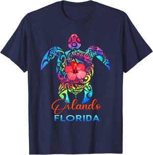 Orlando Florida 2025 Sea Turtle Beach Summer Vacation Trip T-Shirt - T-Shirt | Navy