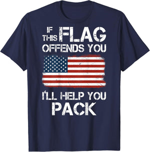 If This Flag Offends You I'll Help You Pack (on back) T-Shirt - T-Shirt | Navy