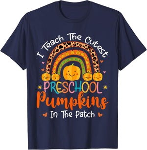 I Teach The Cutest Preschool Pumpkin Teacher Halloween Women Kids T-Shirt - T-Shirt | Navy
