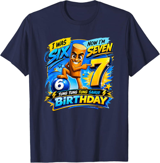 67 Italian Brainrot Tung Tung Sahur Six Seven Meme Birthday T-Shirt - T-Shirt | Navy