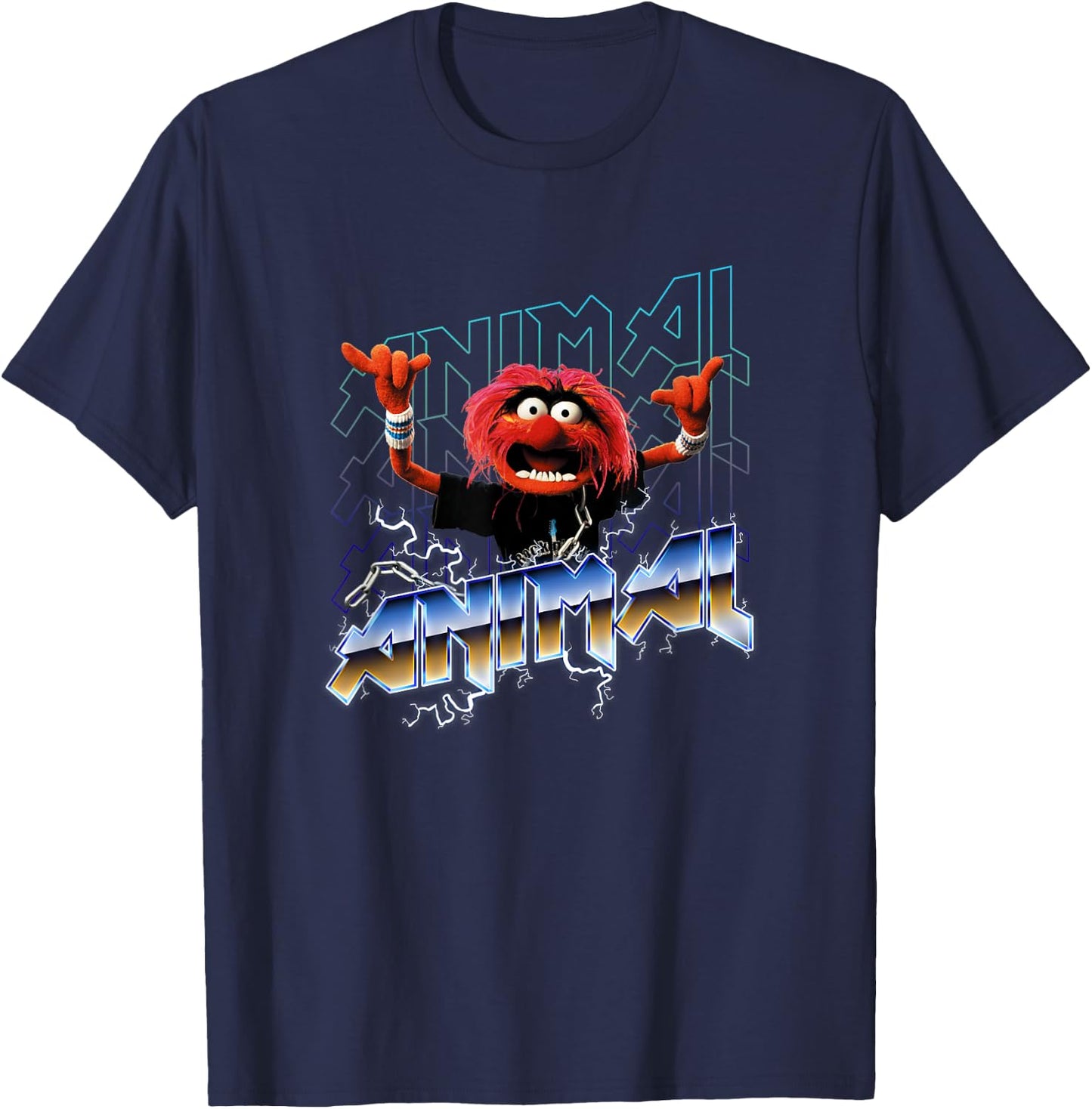 Disney The Muppets Animal Rock Portrait , Black T-Shirt - T-Shirt | Navy